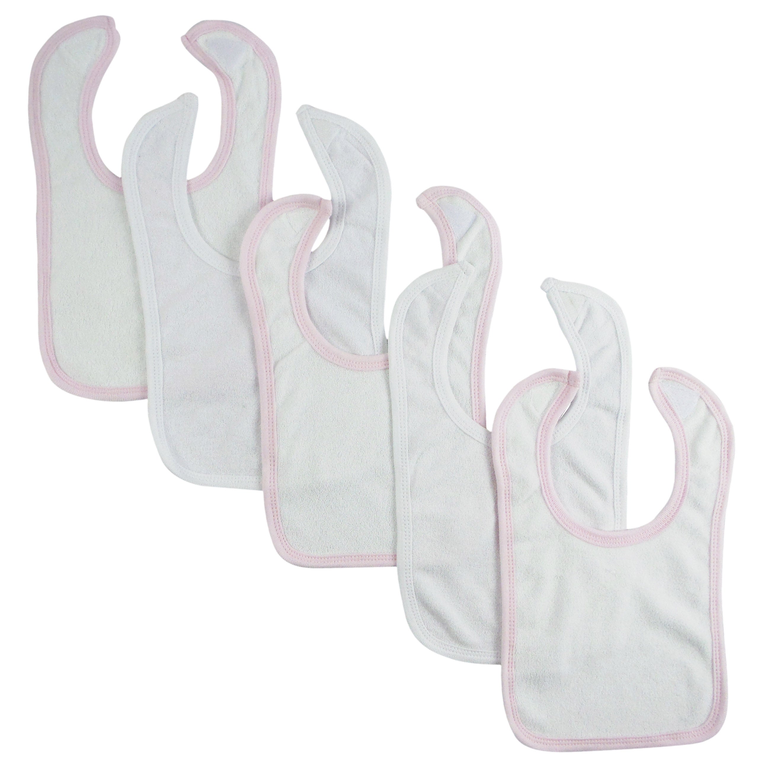 White Bib With Pink Trim and White Trim (Pack of