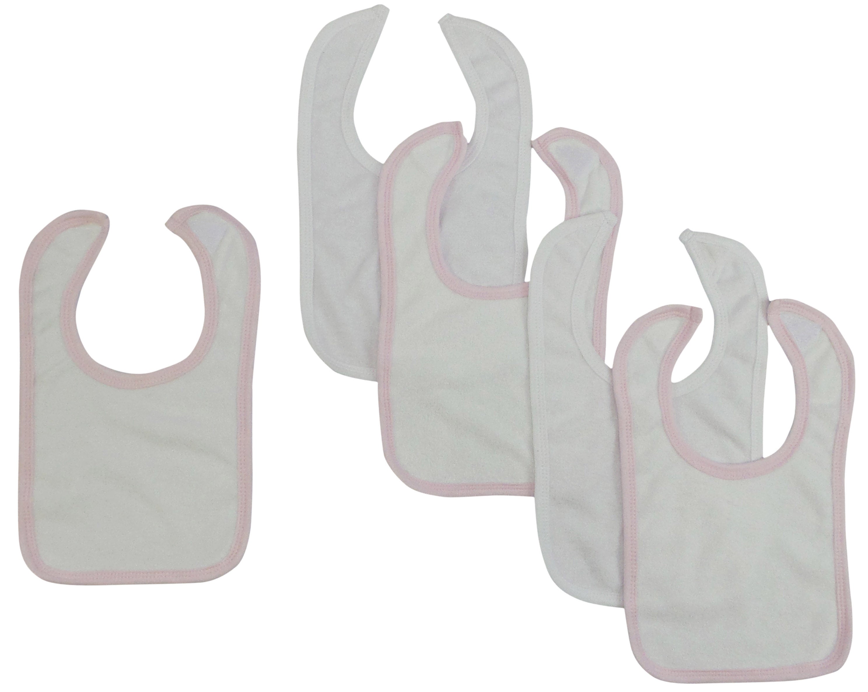 White Bib With Pink Trim and White Trim (Pack of