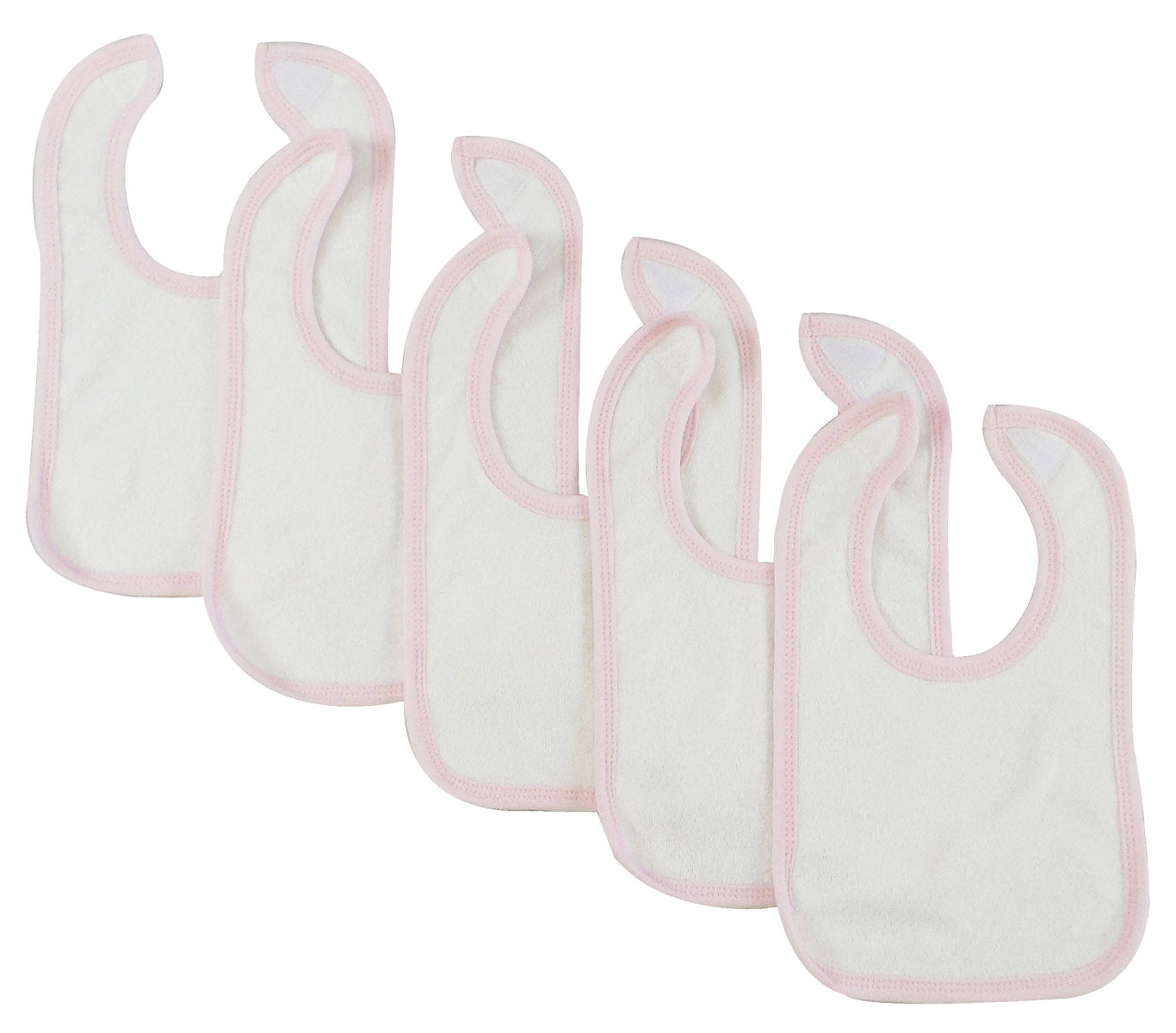 Bambini White Bib With Pink Trim (Pack of 5)