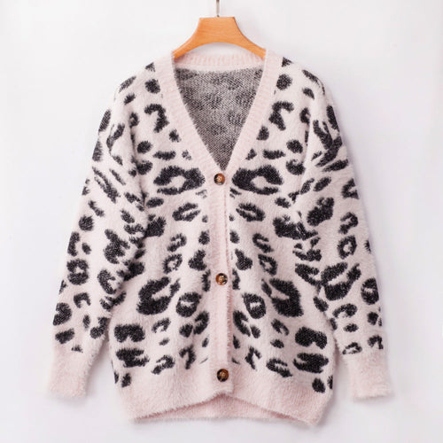 UrbanFur™ – Long Sleeve Leopard Knit Cardigan