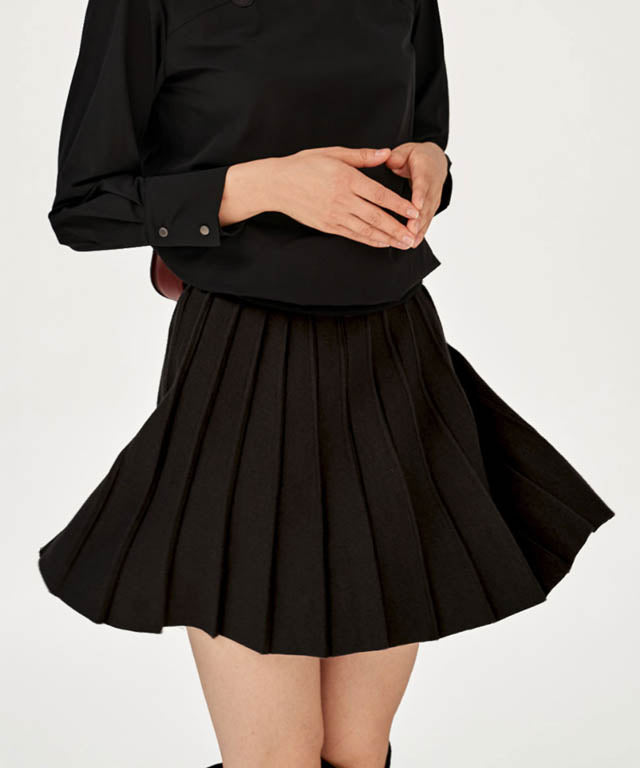 Anell Golf French Wool Skirt - Charcoal