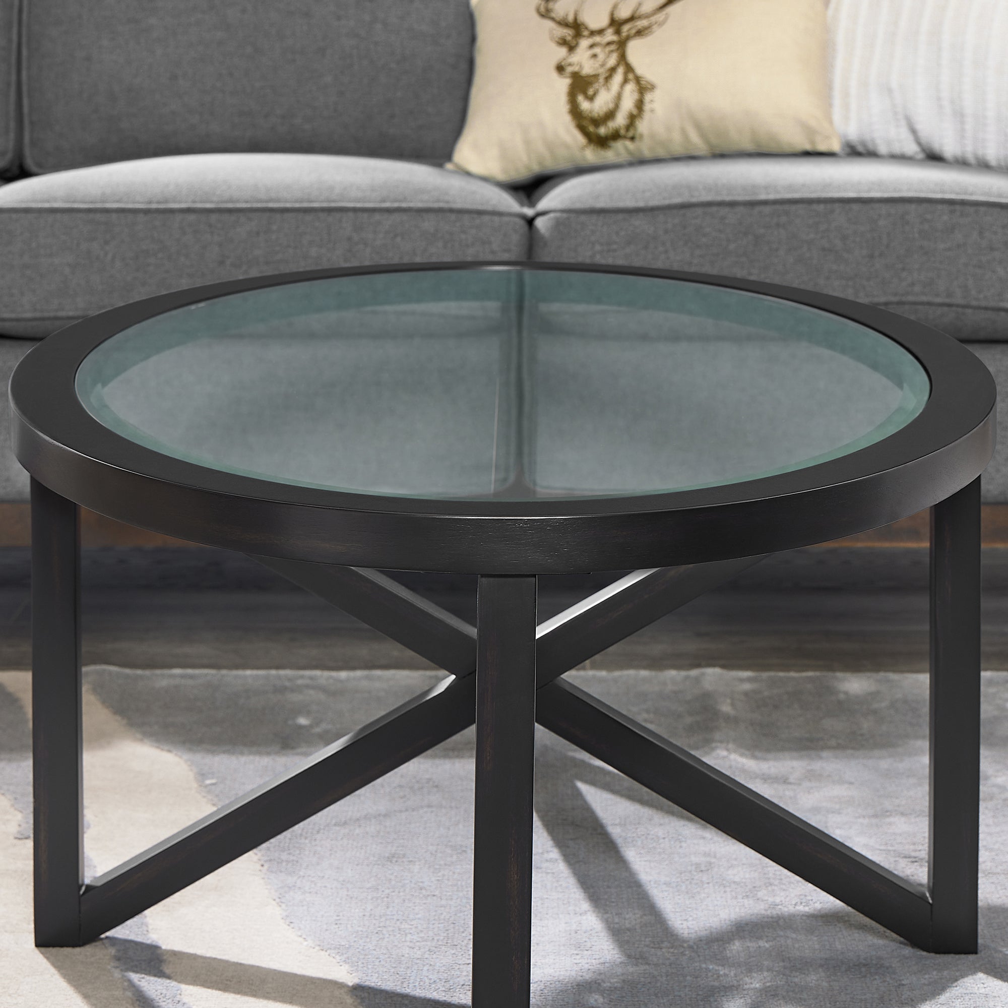 Modern simple glass coffee table, tempered glass coffee table solid