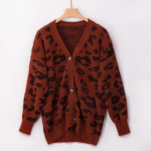 UrbanFur™ – Long Sleeve Leopard Knit Cardigan