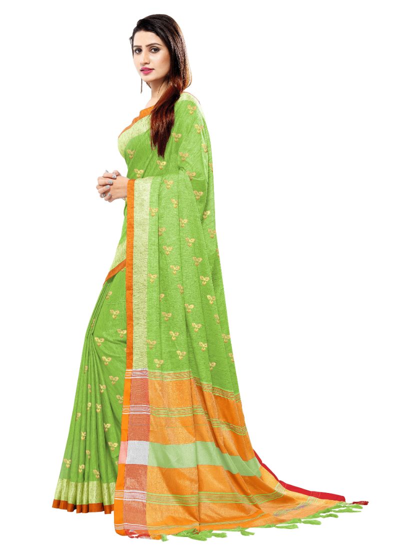 Generic Women's Blended Cotton Linen  Saree