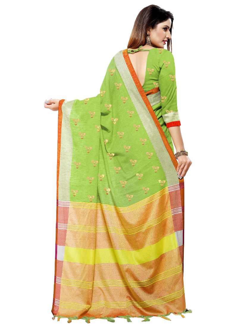 Generic Women's Blended Cotton Linen  Saree