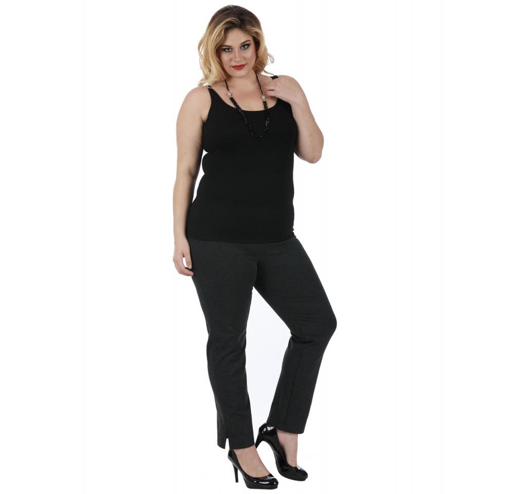 InstantFigure Curvy Plus Size Straight Leg Pant with Slit 16801MC