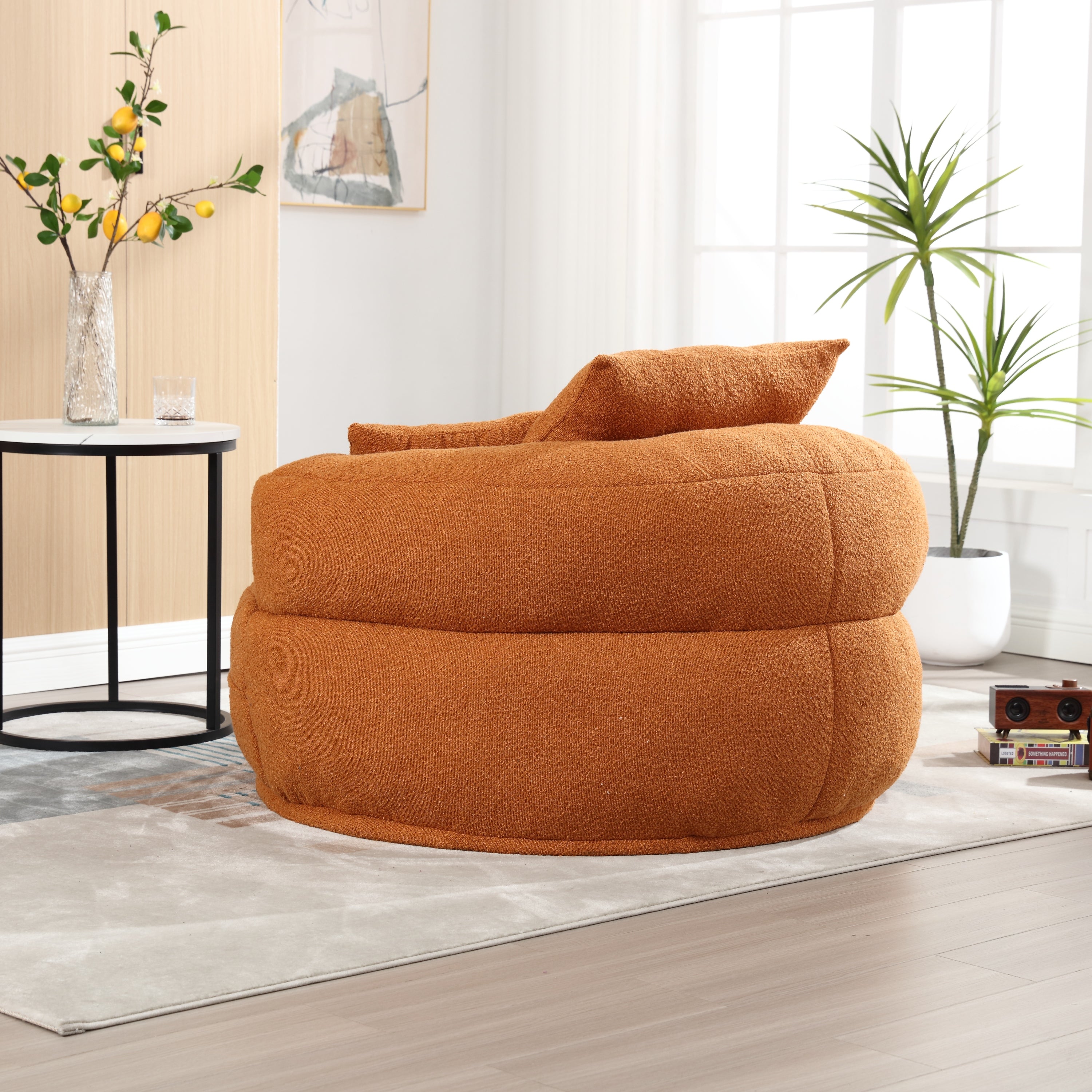 Chenille Sponge single sofa,No Assembly Required,Fluffy Modern Sleeper