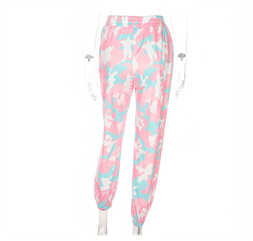 Camouflage Pants Spring High Waist Casual Joggers Elastic Sweatpants