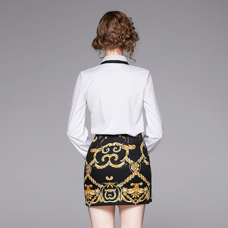 SweetCharm™ – 2-Piece Long Sleeve Top & Mini Skirt Set