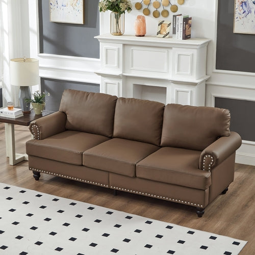 83' Modern Classic Design with Nails Living Room Sofa Leather
