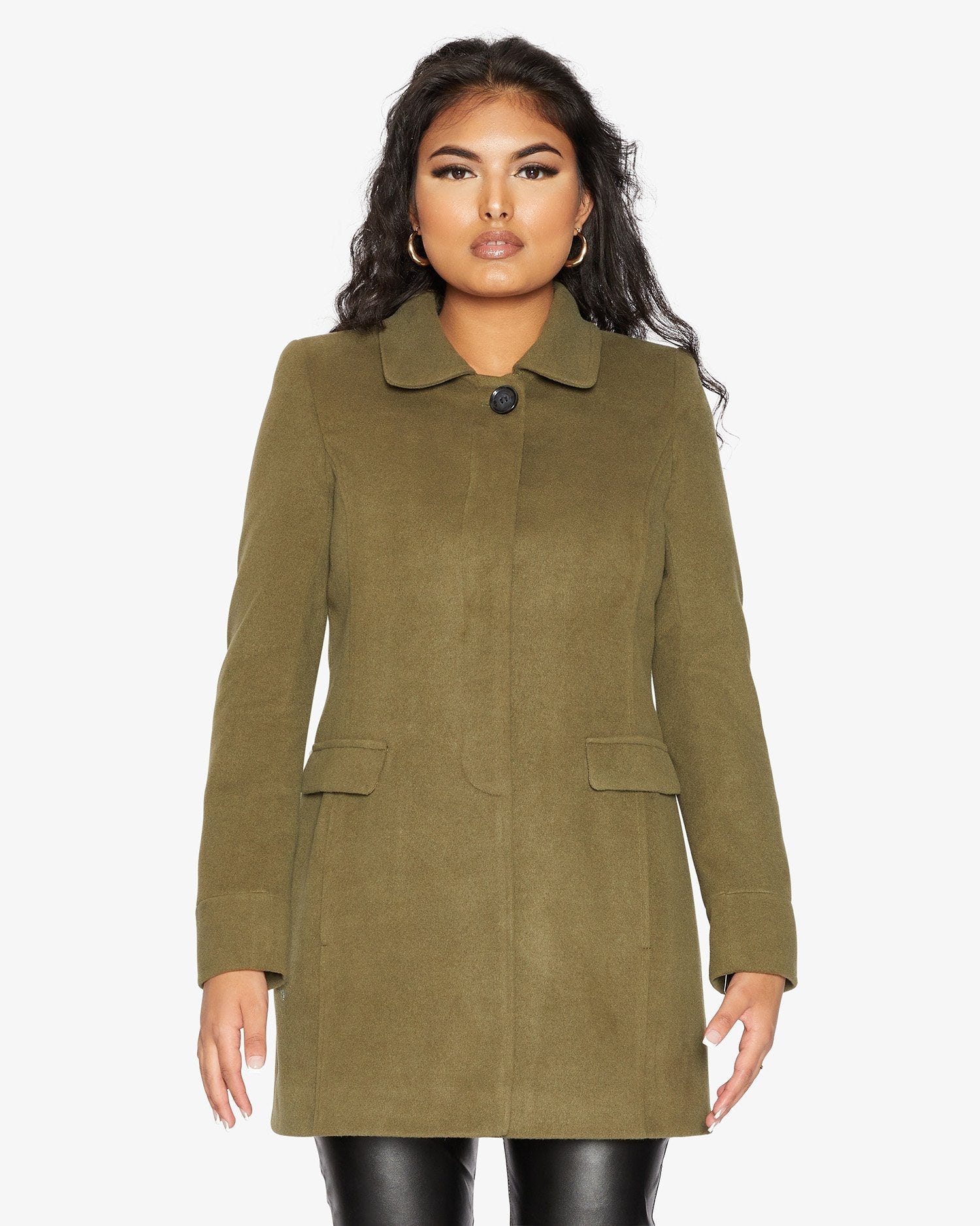 De La Creme Womens Wool Blend Hip Length Covert Coat