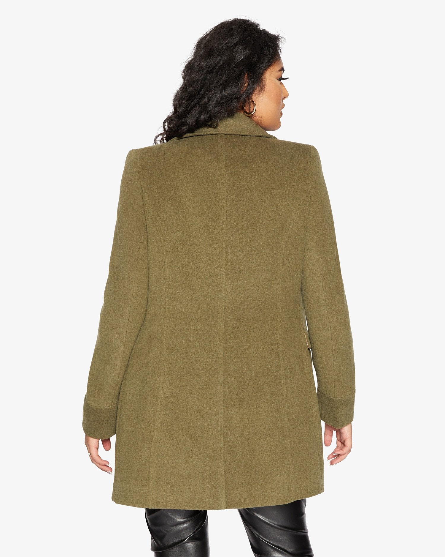 De La Creme Womens Wool Blend Hip Length Covert Coat