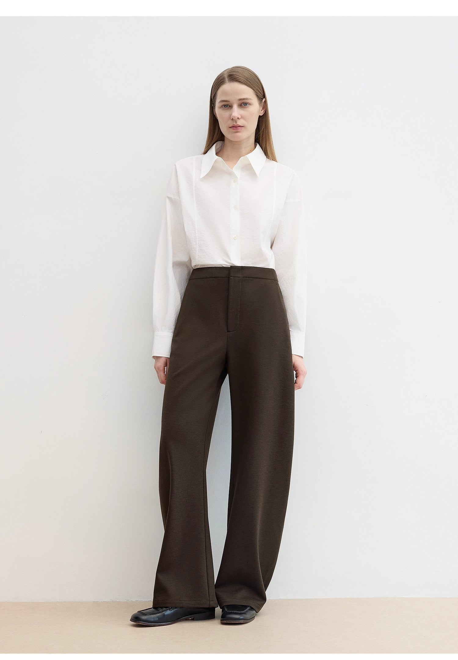 "Nostalgic Stroll" Wool Blended High Waist Curved Scimitar Casual