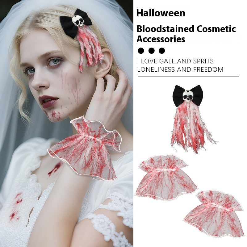 Halloween Bridal Headdress Vintage Rose Dark Black Lace Bracelet