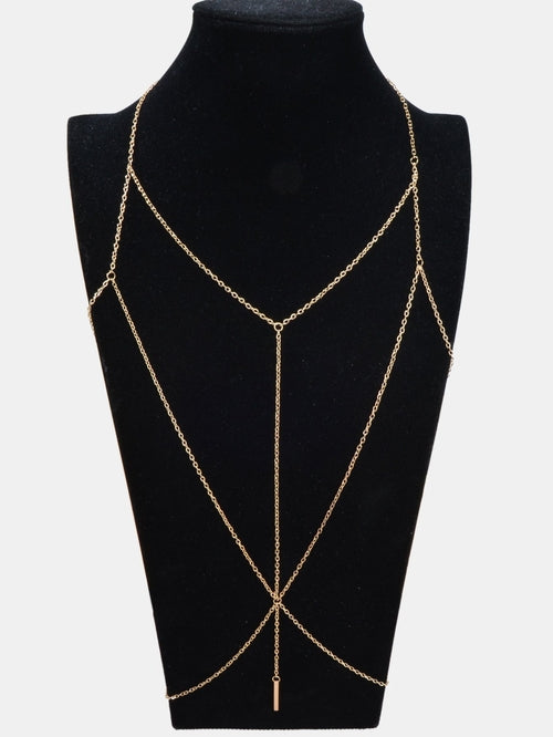Sexy Gold Bikini Beach Body Chain Layered Chest Harness Belly Waist