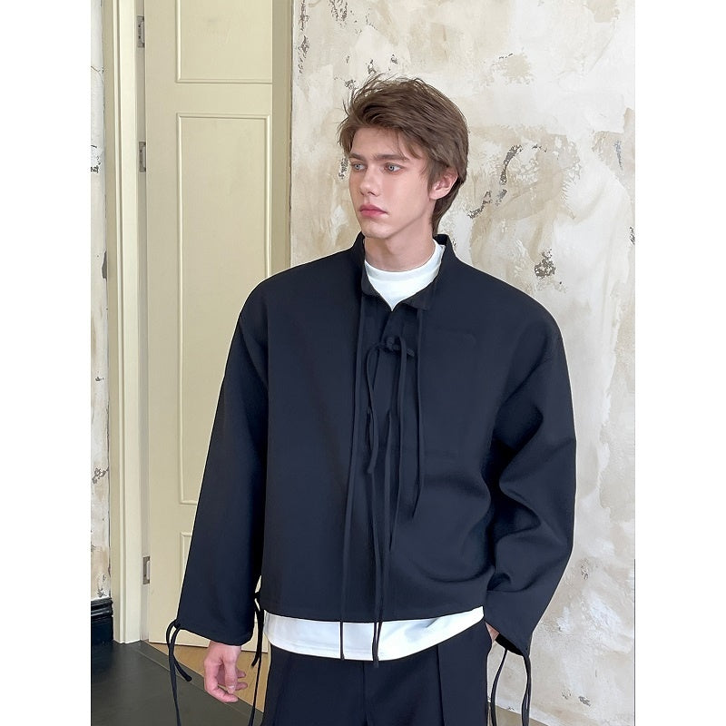 Men's Ribbon Lapel Cardigan Hoodie – Designer Half-Zip Pullover