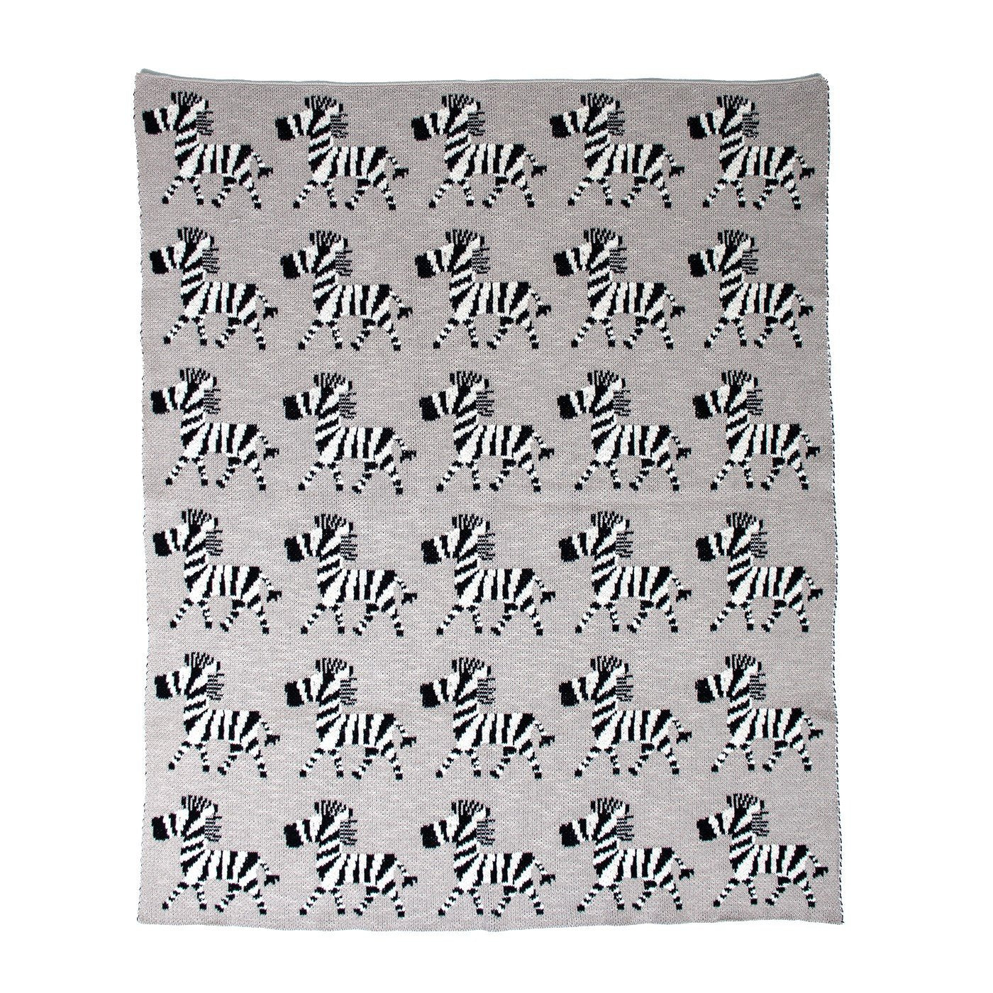 Grey Lots of Zebras Woven Knitted Baby Blanket