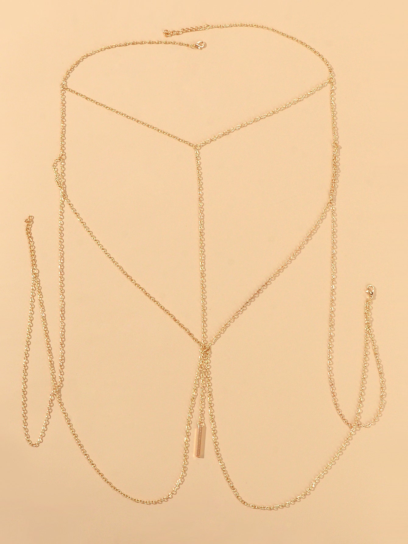 Sexy Gold Bikini Beach Body Chain Layered Chest Harness Belly Waist