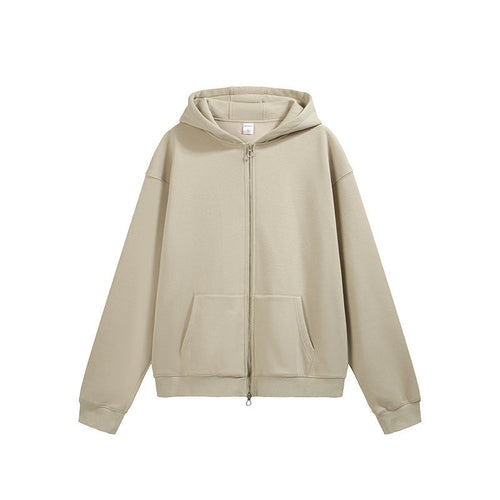 Flame Single-layer Fleece-lined Hooded Jacket Solid Color