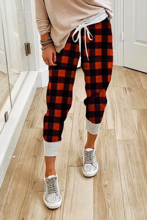 Plaid Drawstring Joggers