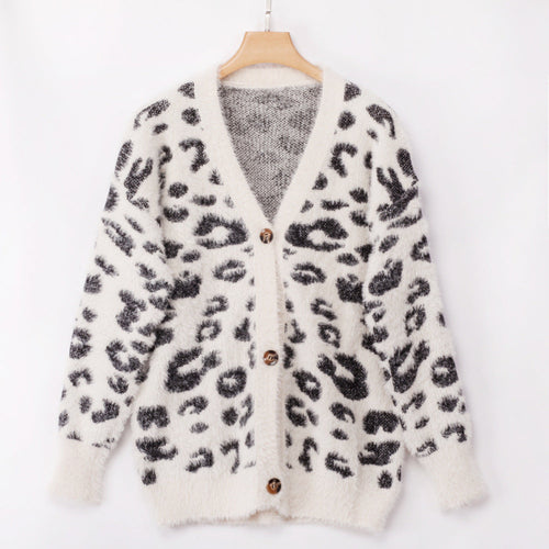 UrbanFur™ – Long Sleeve Leopard Knit Cardigan