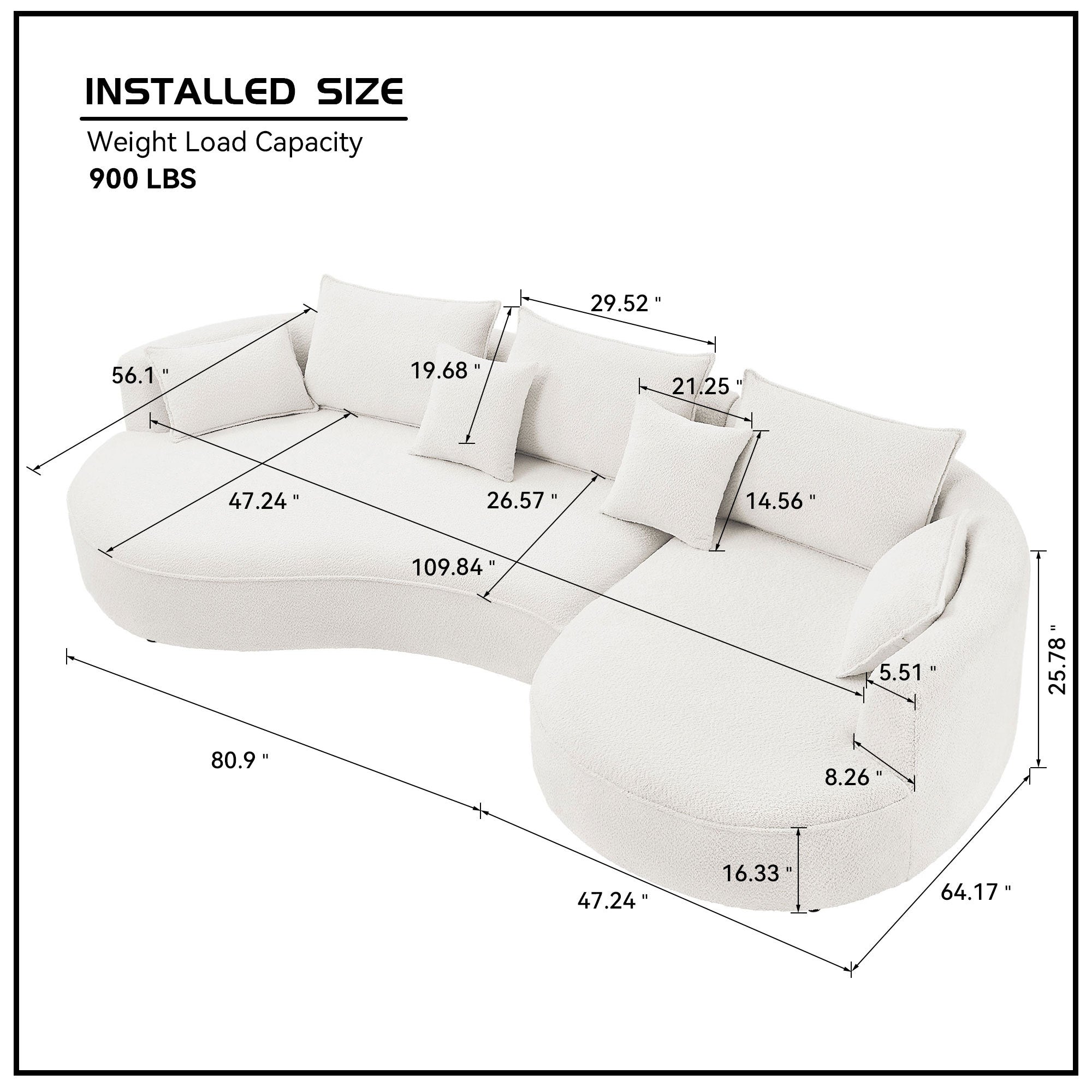 Curved Sofa with Ingenious Shape White