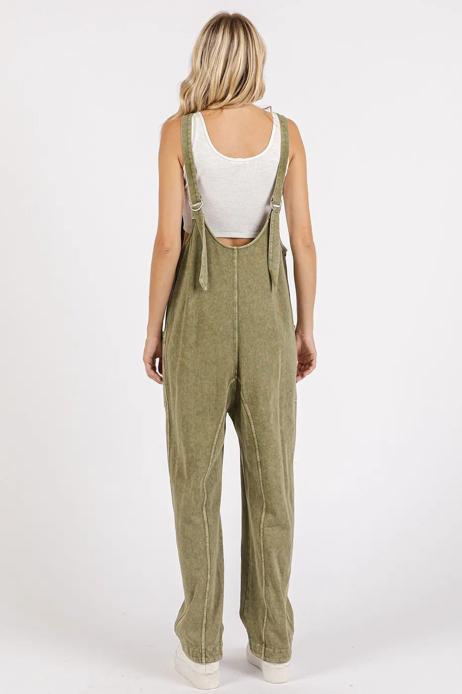 Mittoshop Mineral Wash Relaxed Fit Sleeveless Harem Jumpsuit