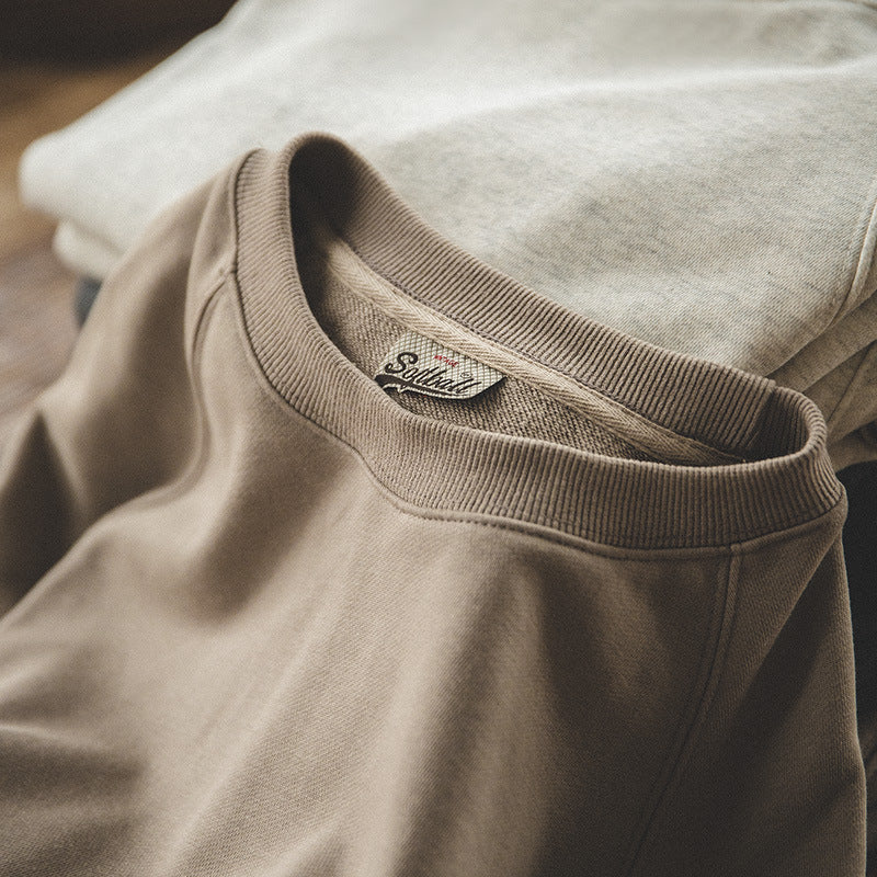 Men's Retro Washed Heavy Fabric Crewneck Sweater – Vintage Casual