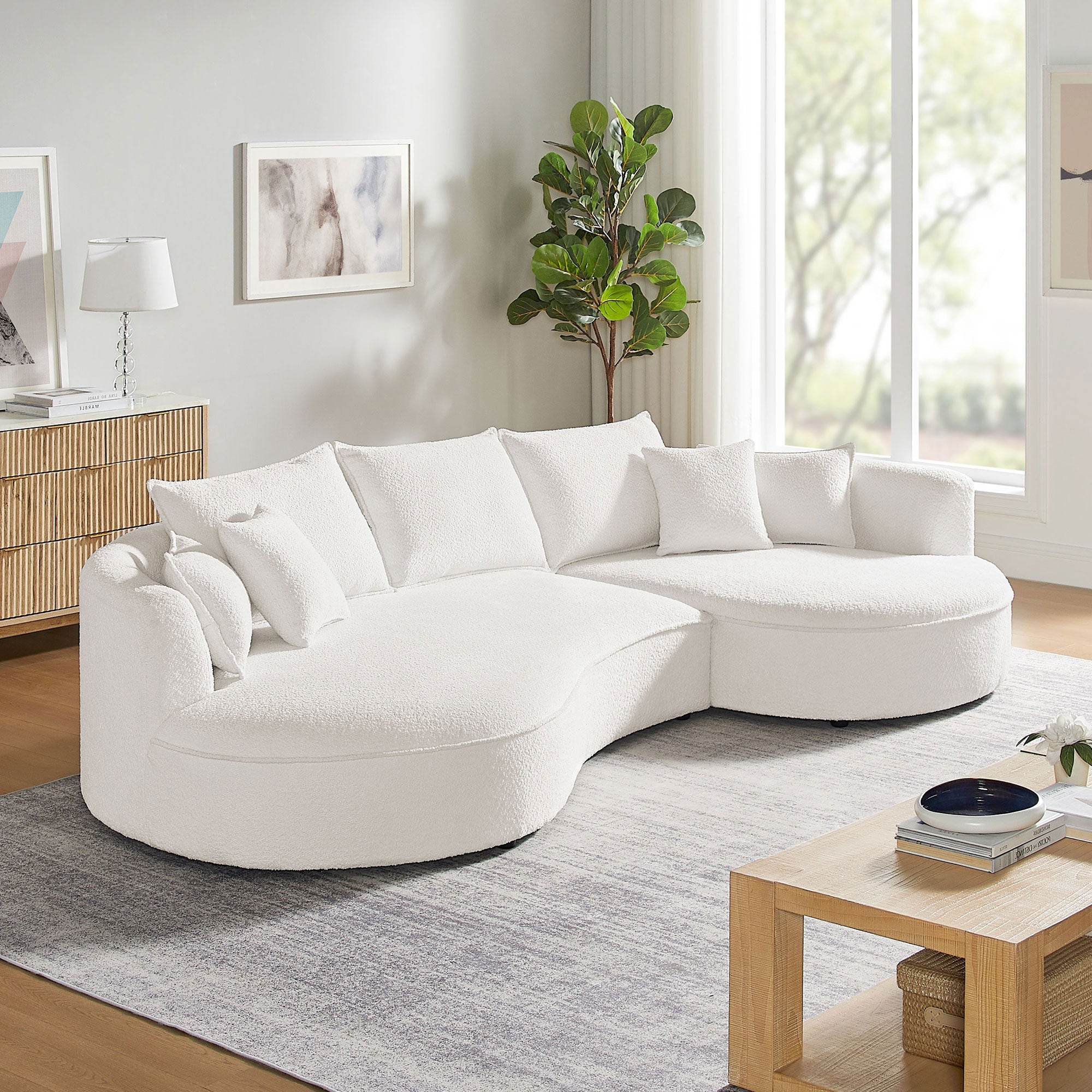 Curved Sofa with Ingenious Shape White