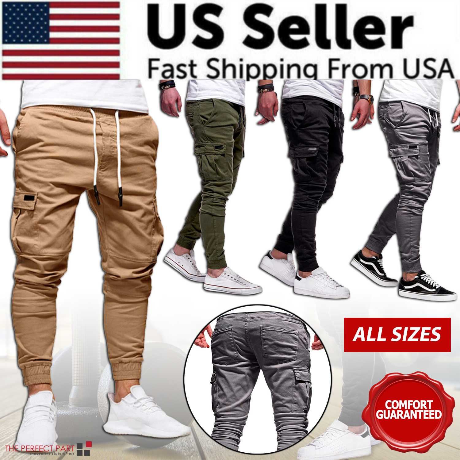 Men's Casual Joggers Pants Sweatpants Cargo Combat Loose Sport Workout