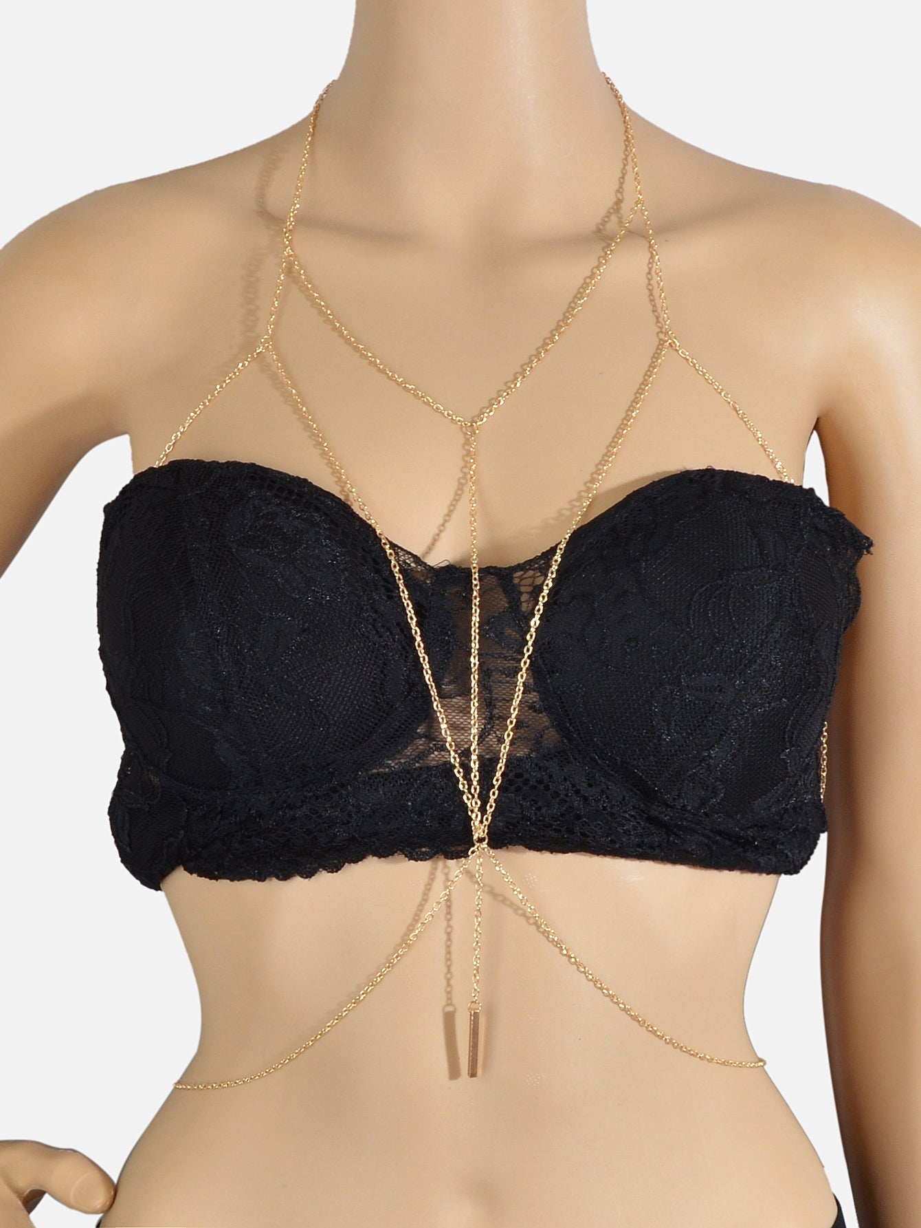 Sexy Gold Bikini Beach Body Chain Layered Chest Harness Belly Waist