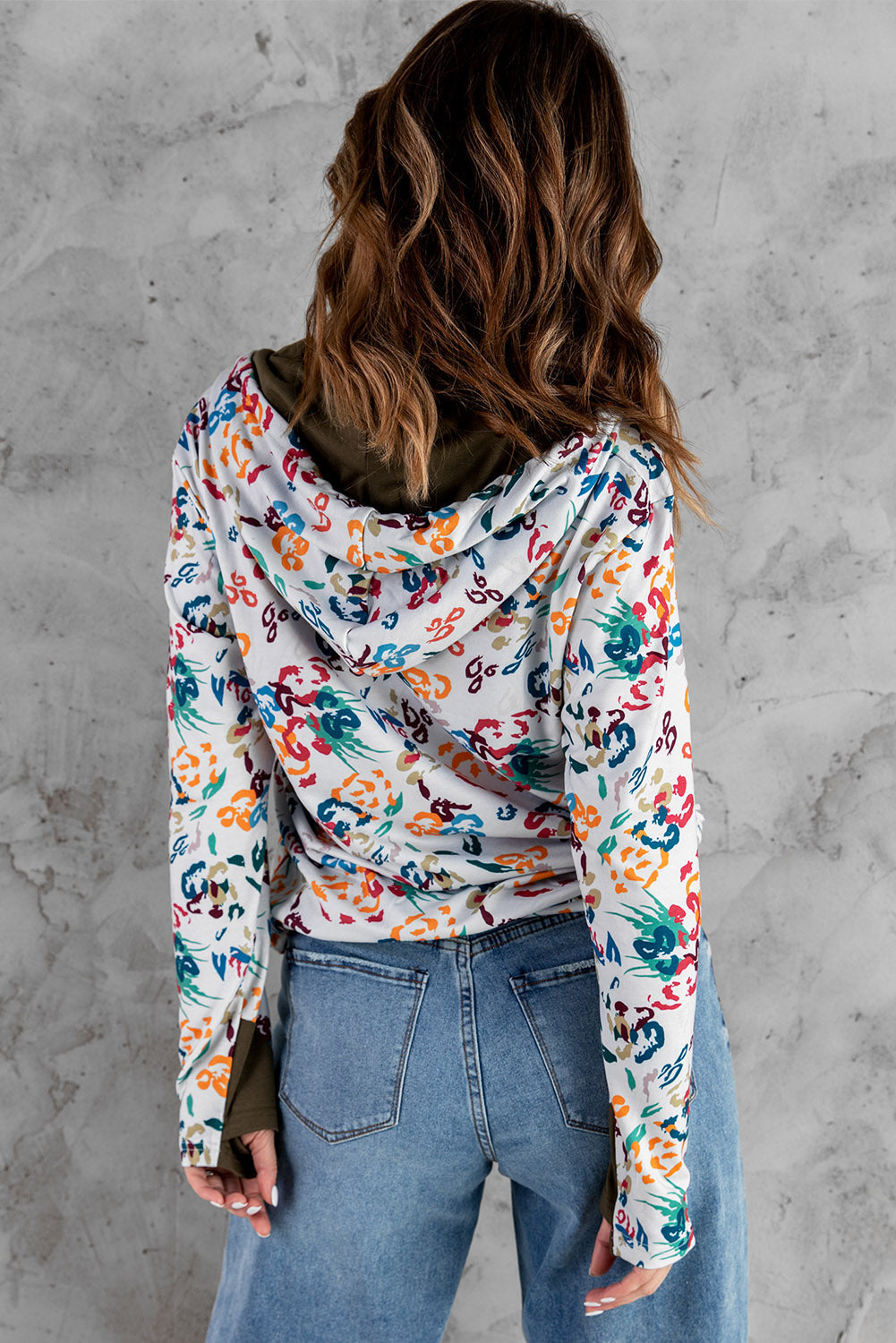 Leopard Print Zipper Collar Hoodie with Kangaroo Pocket