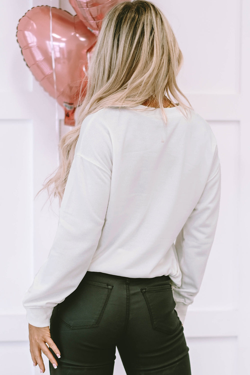 Beige Shiny XOXO Valentine Pullover Sweatshirt