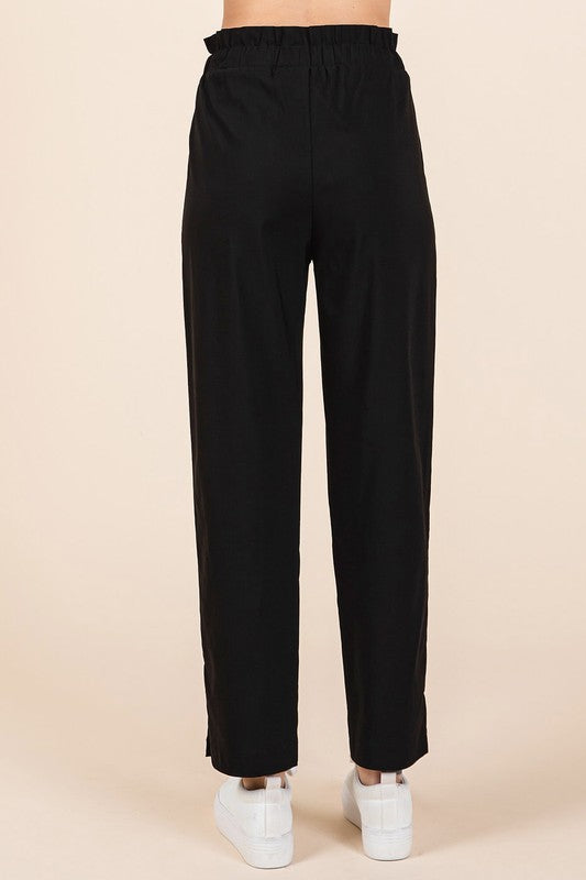 Mittoshop Paperbag Waist Tapered Straight Pants