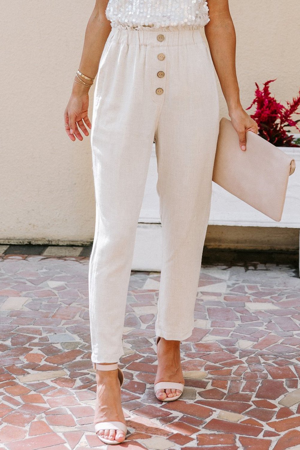 Linen Blend Pocketed Pants