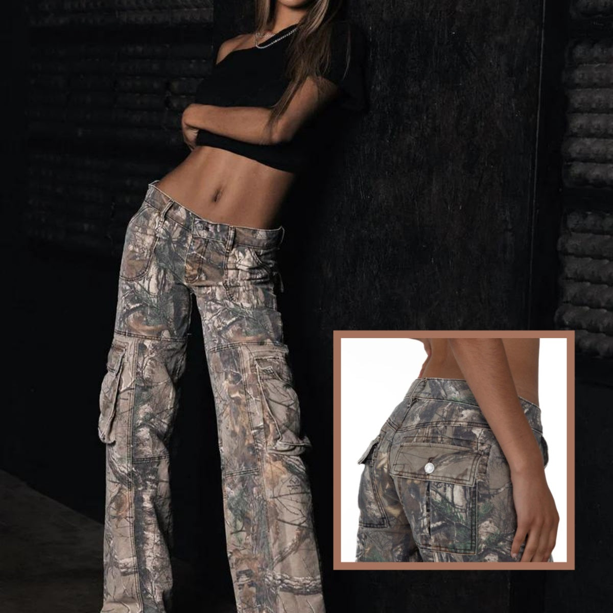 Hip Hop Retro Street Multi-pocket Camouflage Cargo Pants For Women Y2k