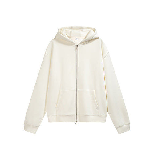 Flame Single-layer Fleece-lined Hooded Jacket Solid Color