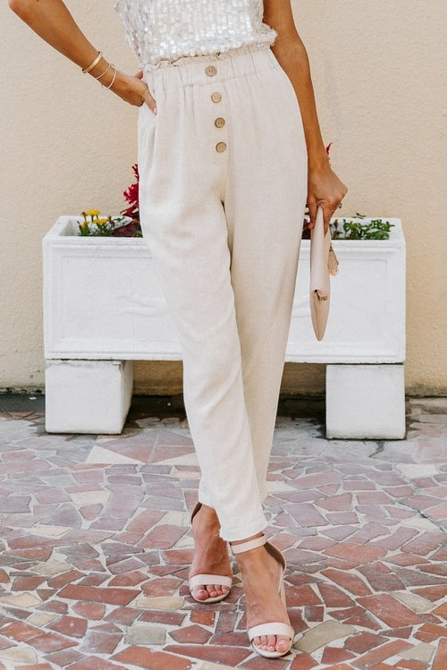 Linen Blend Pocketed Pants