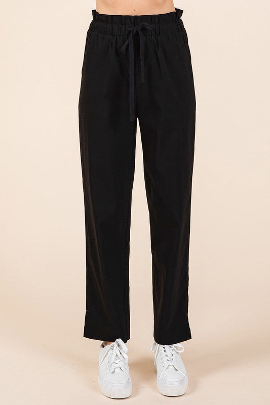 Mittoshop Paperbag Waist Tapered Straight Pants