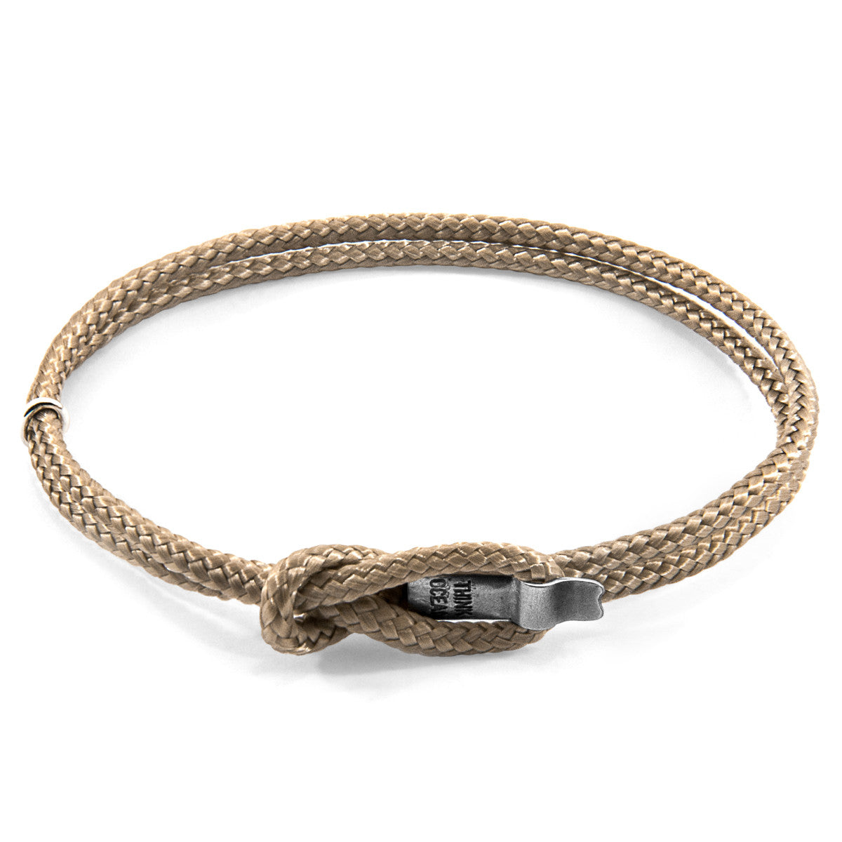 Sand Brown Think Ocean Signature Silver and Rope Bracelet