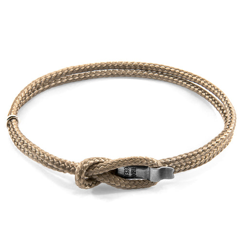 Sand Brown Think Ocean Signature Silver and Rope Bracelet