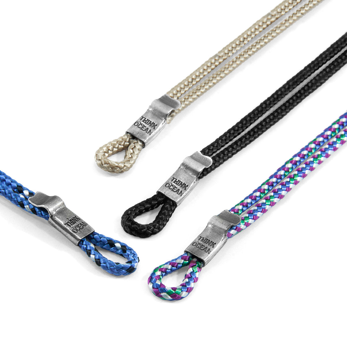 Sand Brown Think Ocean Signature Silver and Rope Bracelet