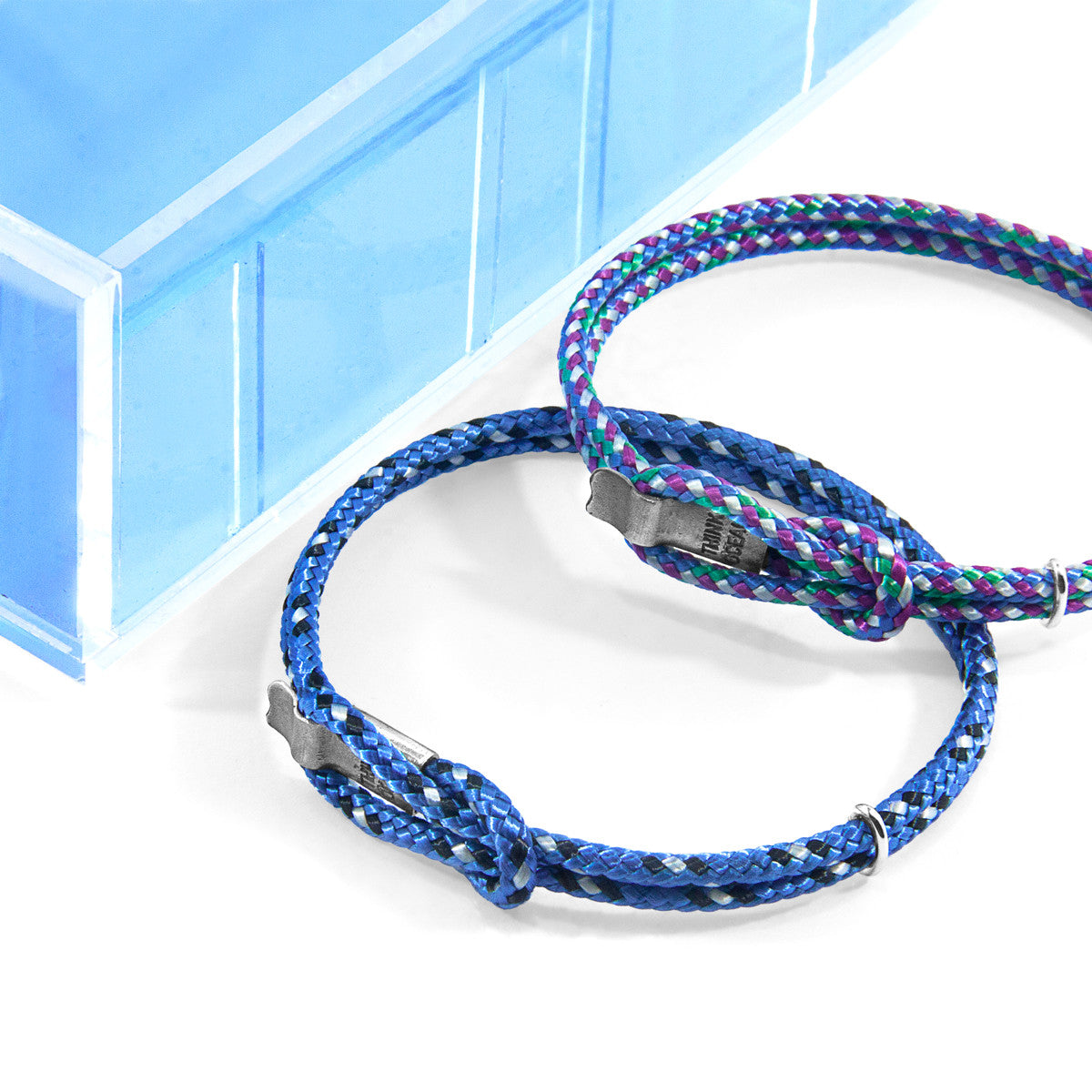 Sand Brown Think Ocean Signature Silver and Rope Bracelet