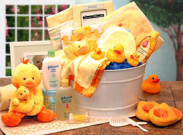 Bath Time Baby New Baby Basket-Yellow-  new baby gift basket - baby
