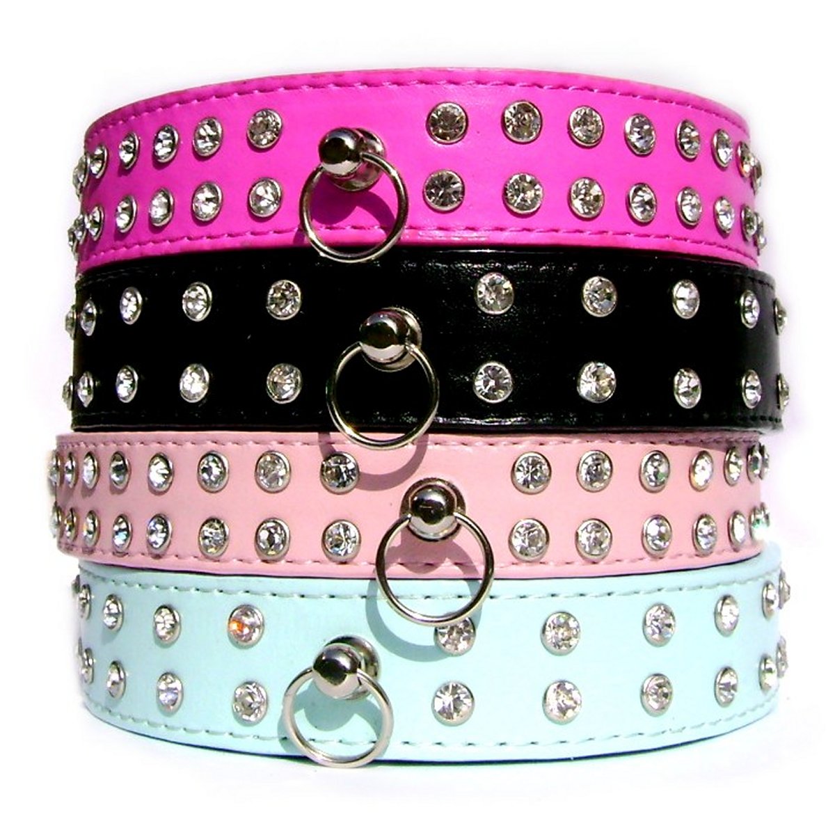 Double Row Crystal Rhinestone Dog Collars 10-20