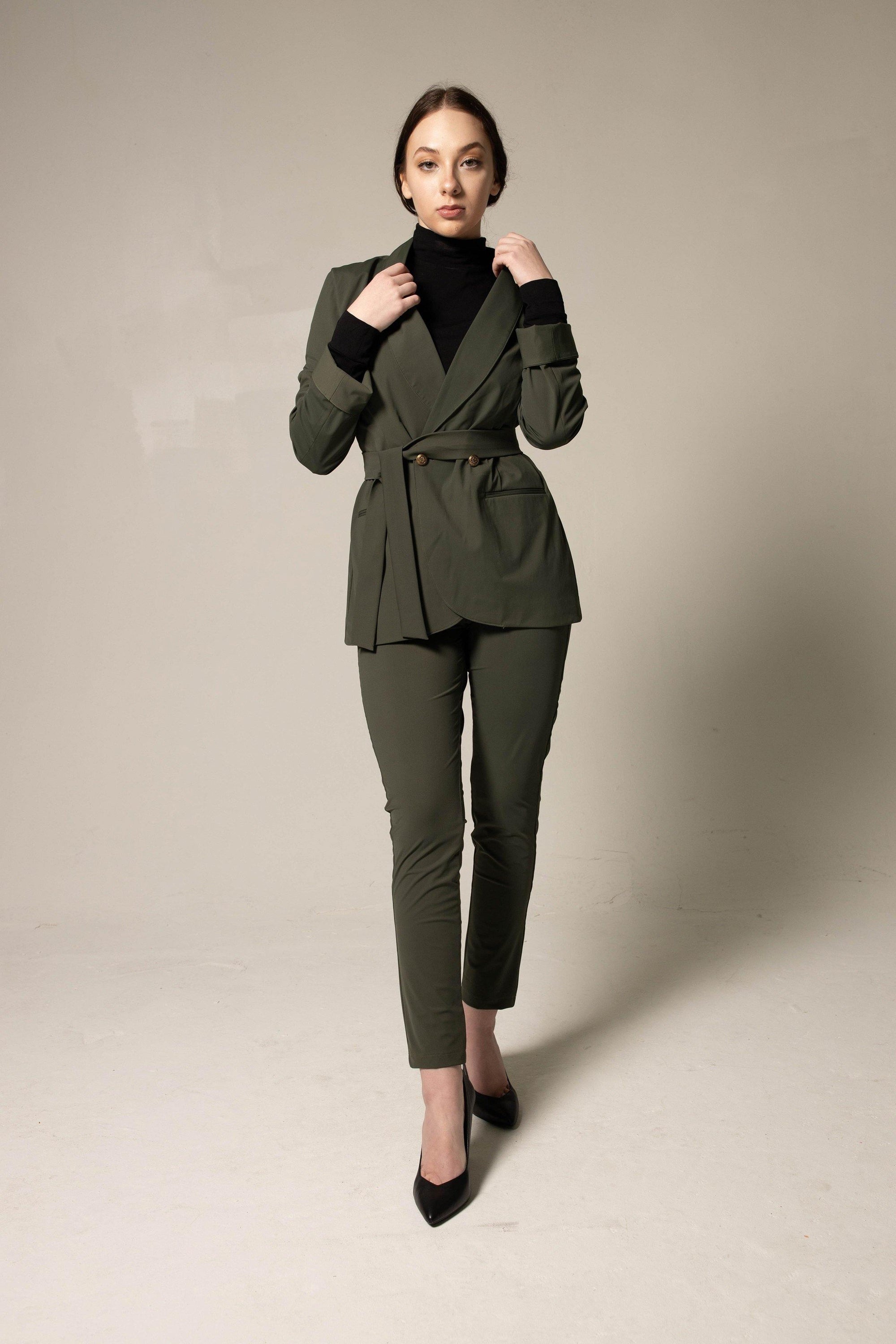 Olive Skinny Pants Womens Trousers