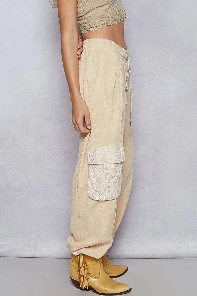 POL Drawstring Lace Pocket Patch Joggers