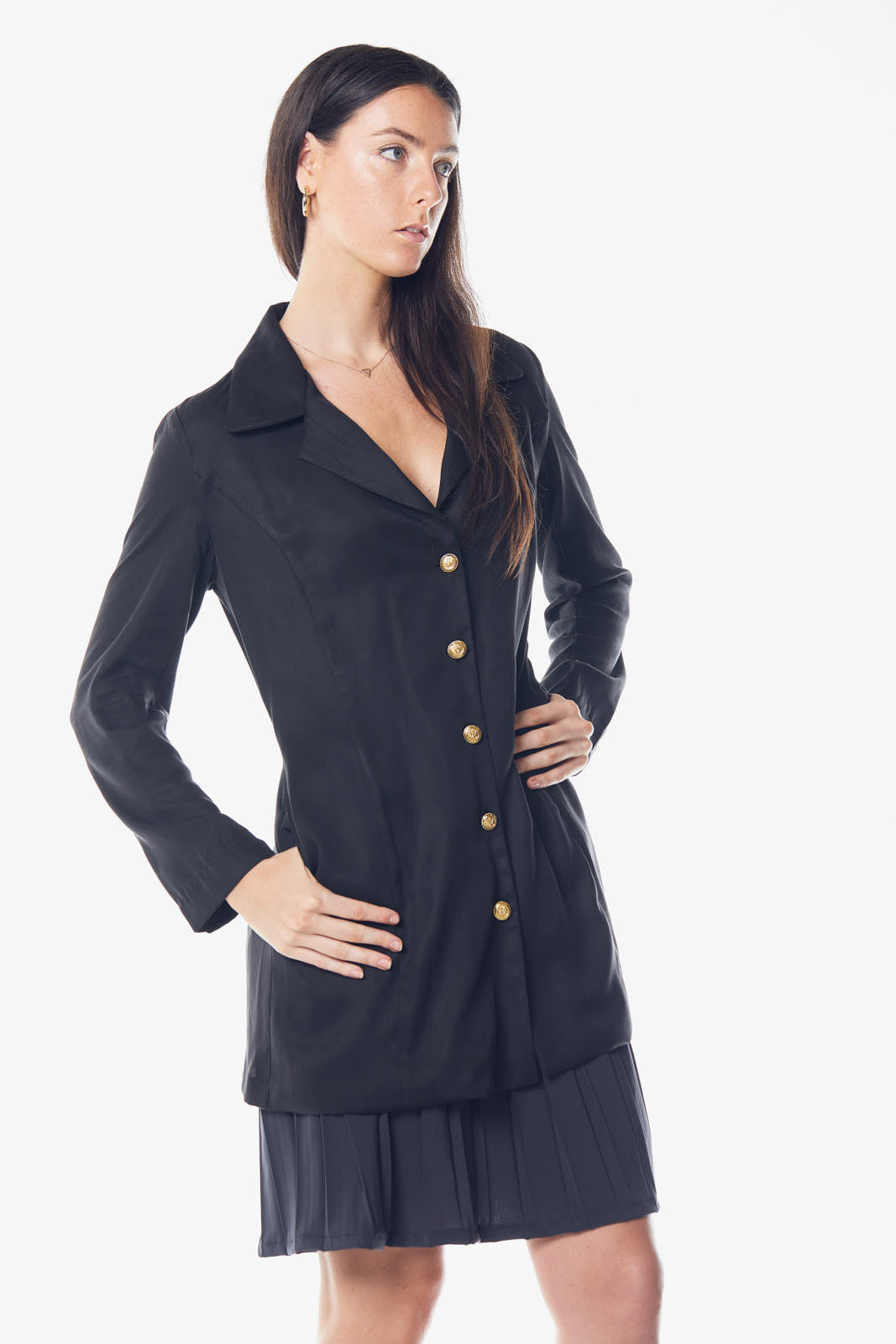 Grace Long Blazer Dress in Black – Women’s Tailored Blazer Dress