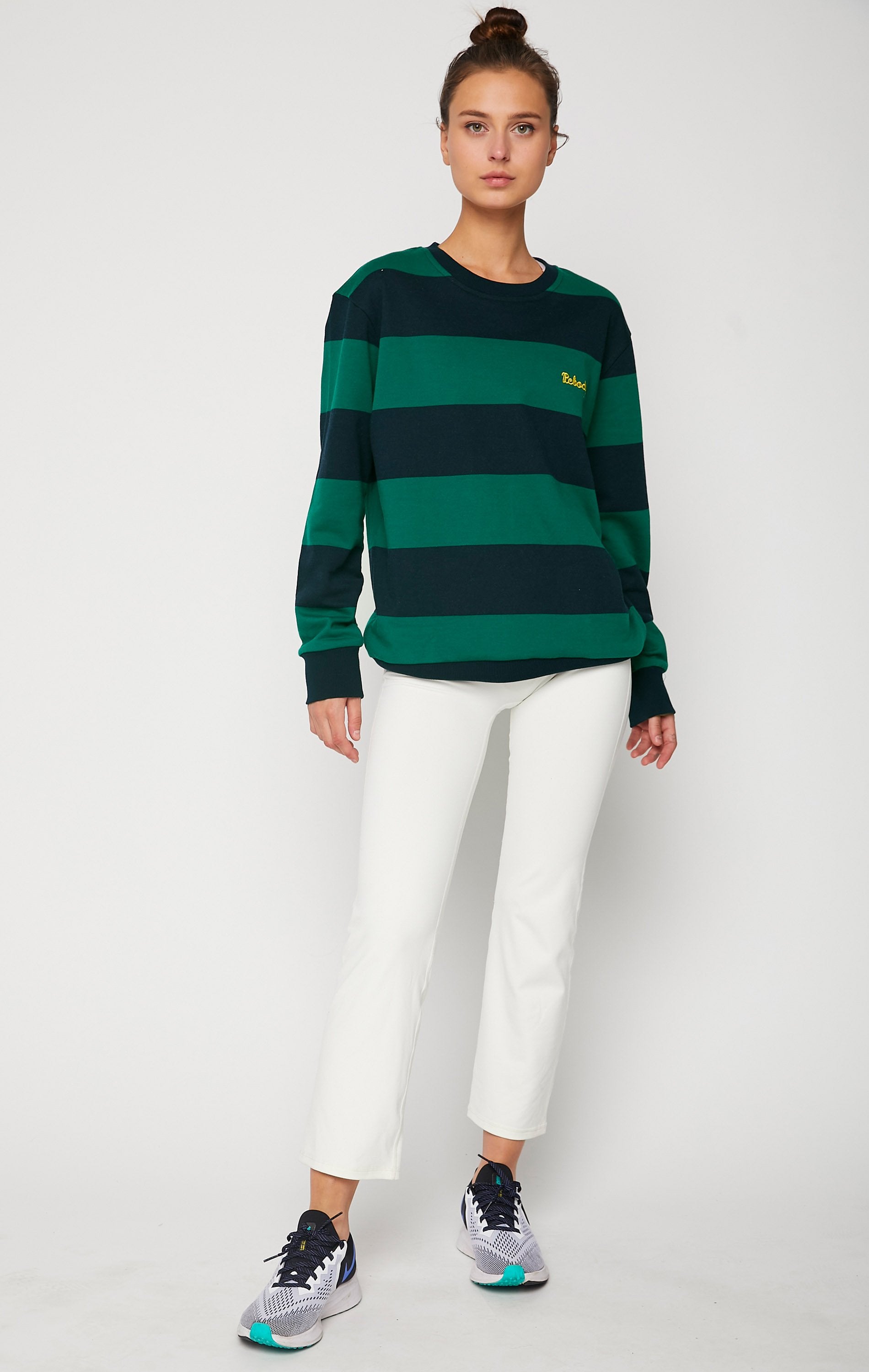 Embroidered Rebody Rugby Striped Sweatshirt Sustainable