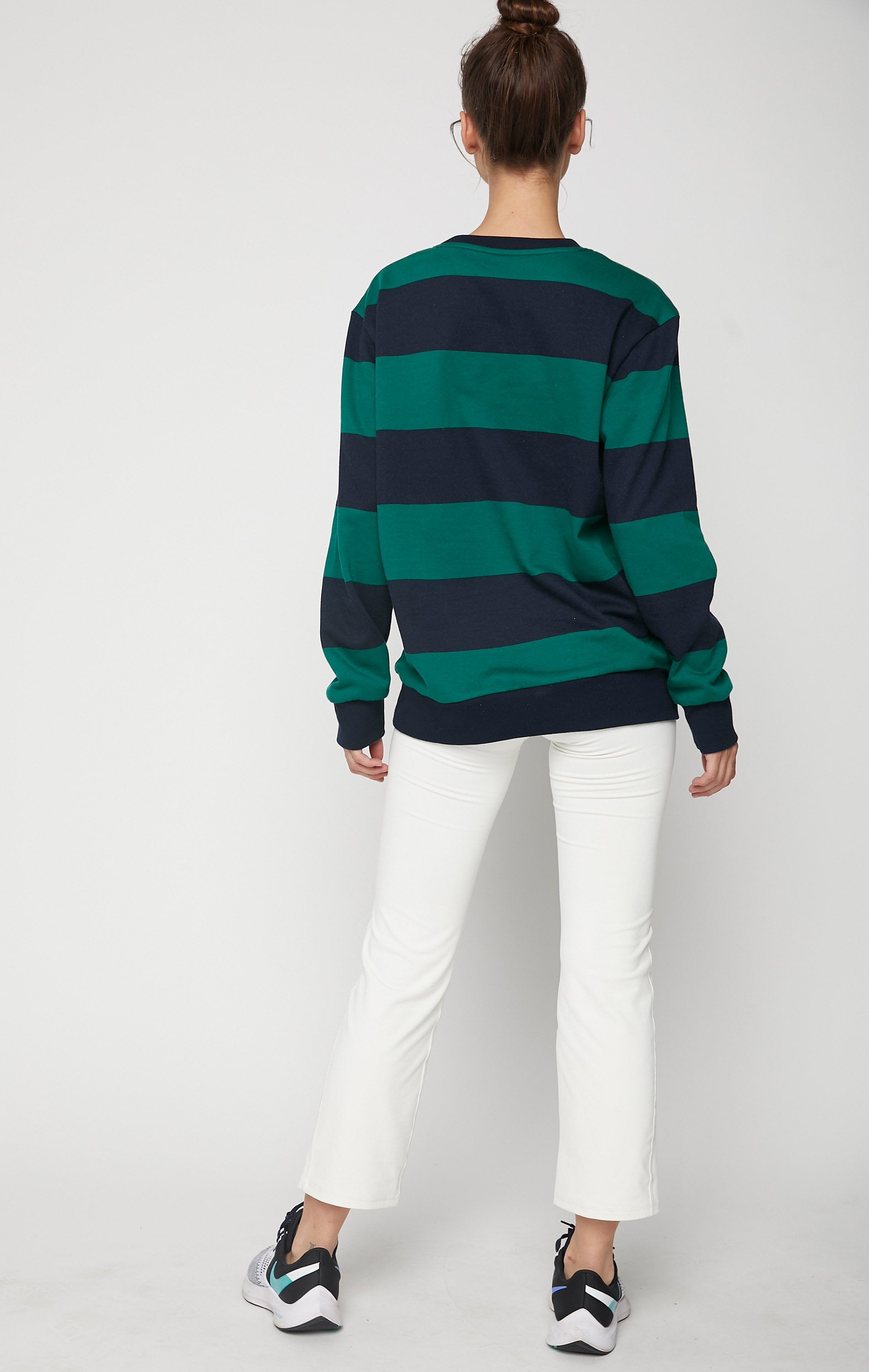 Embroidered Rebody Rugby Striped Sweatshirt Sustainable